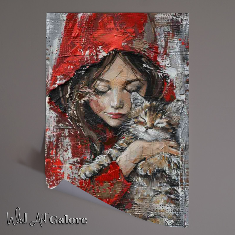 Buy Unframed Poster : (Girl in red hood with Cat)