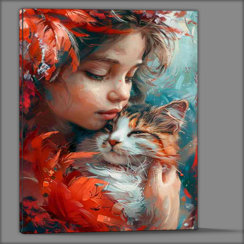 Buy Canvas : (Girl painted with her Cat)