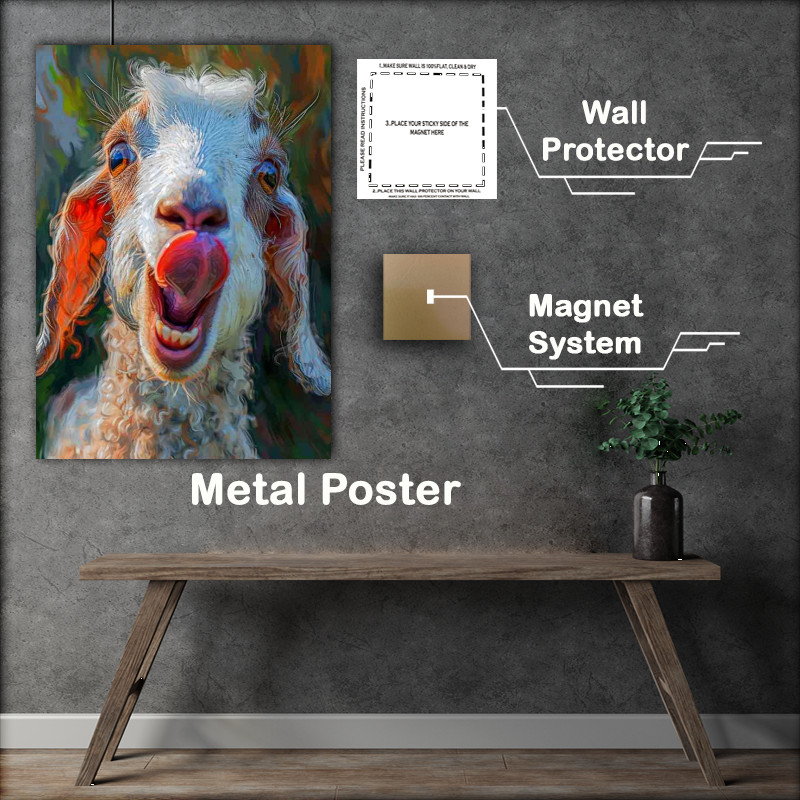 Buy Metal Poster : (Goat face with tongue sticking out)