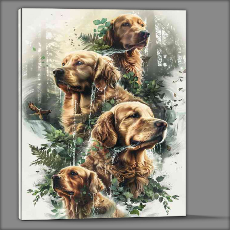 Buy Canvas : (Golden Retrivers in the forest)