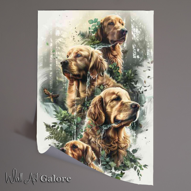 Buy Unframed Poster : (Golden Retrivers in the forest)