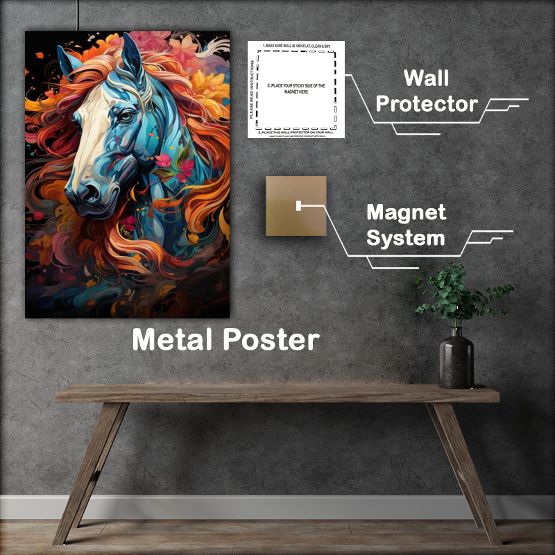 Buy Metal Poster : (Grey Horse full of colour)