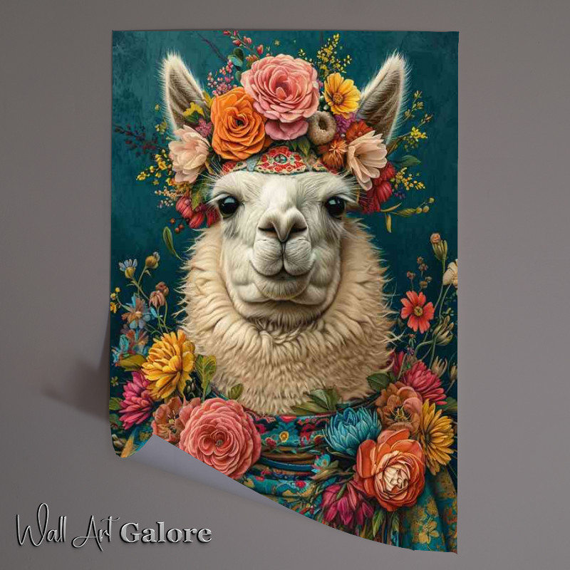 Buy Unframed Poster : (LLama in a flowered headset)
