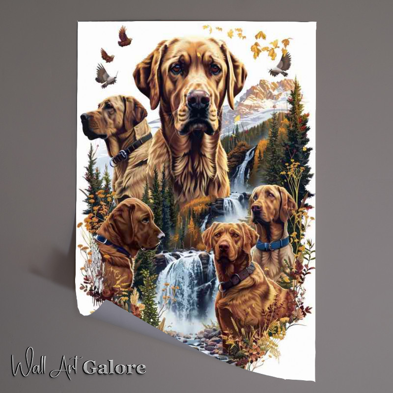 Buy Unframed Poster : (Labrador dogs forest)