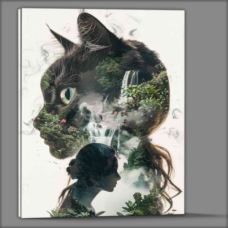 Buy Canvas : (Lady and the Cat Double exposure)