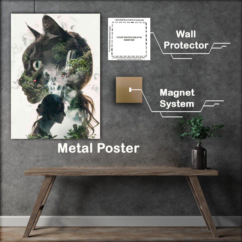 Buy Metal Poster : (Lady and the Cat Double exposure)