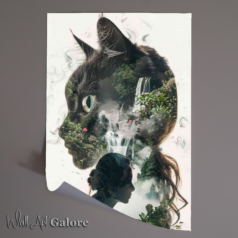 Buy Unframed Poster : (Lady and the Cat Double exposure)