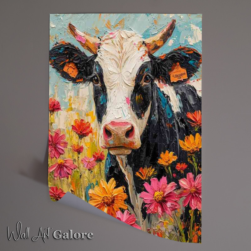 Buy Unframed Poster : (Lilah the cow surrounded by the flower field)