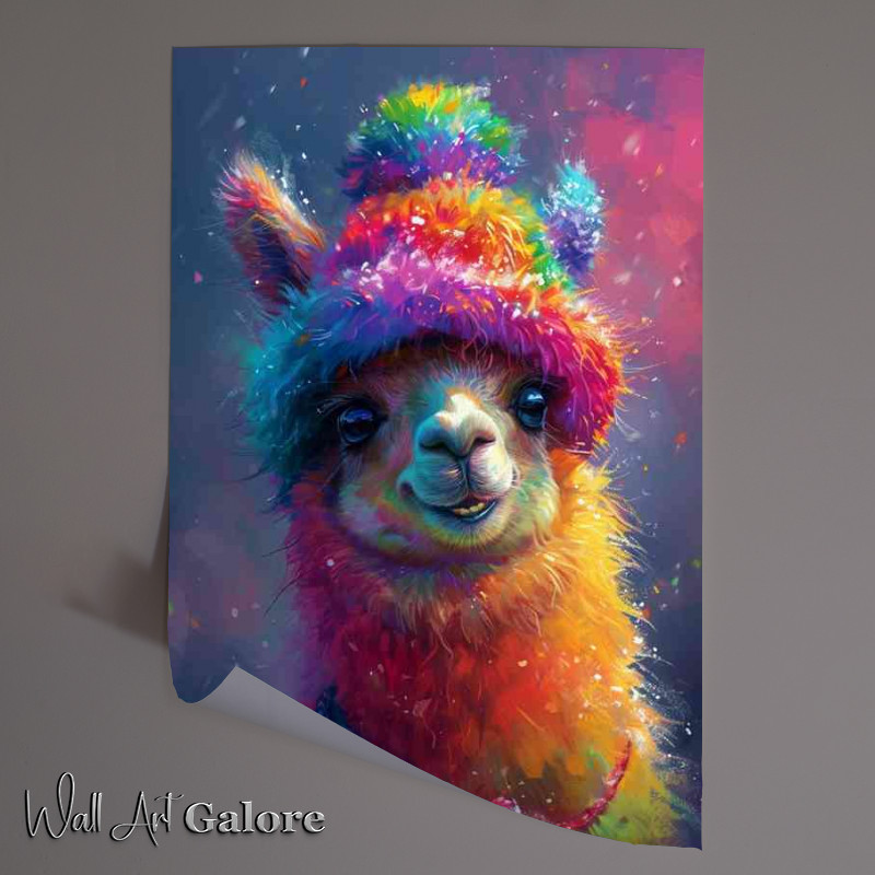 Buy Unframed Poster : (Llama laughing in a rainbow hat)