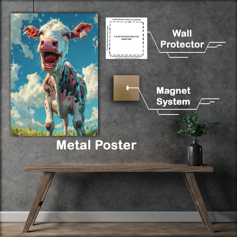 Buy Metal Poster : (Maggie the crazy laughing cow)
