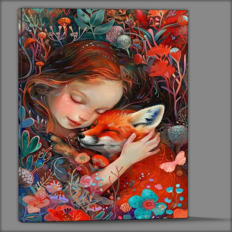 Buy Canvas : (Painted girl with a red Fox)