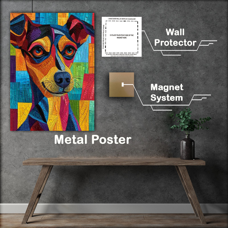 Buy Metal Poster : (Painting depicting a dog with multi colored)