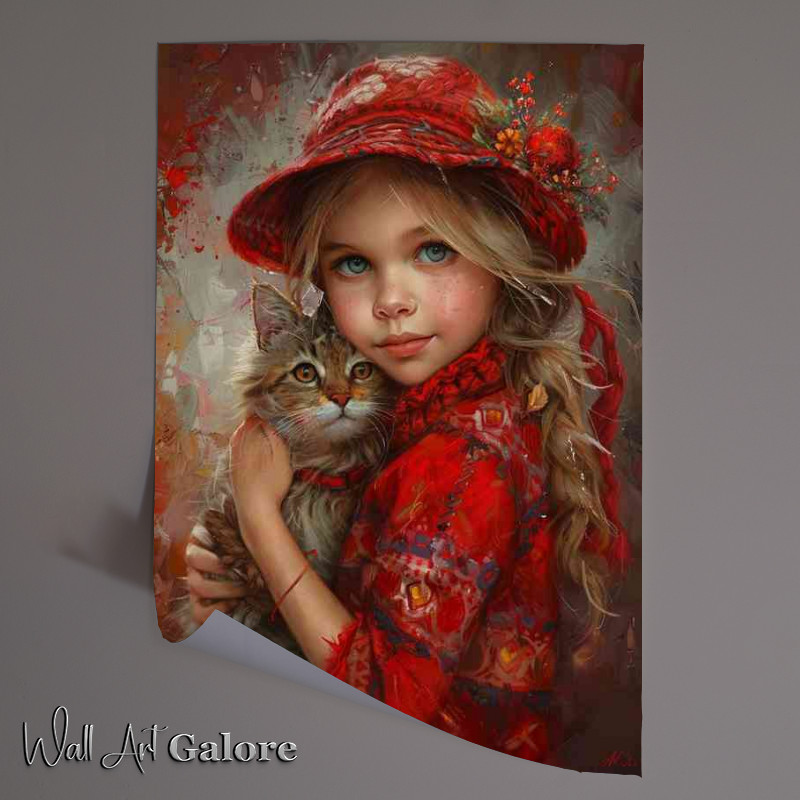 Buy Unframed Poster : (Painting of a little girl and a Cat)