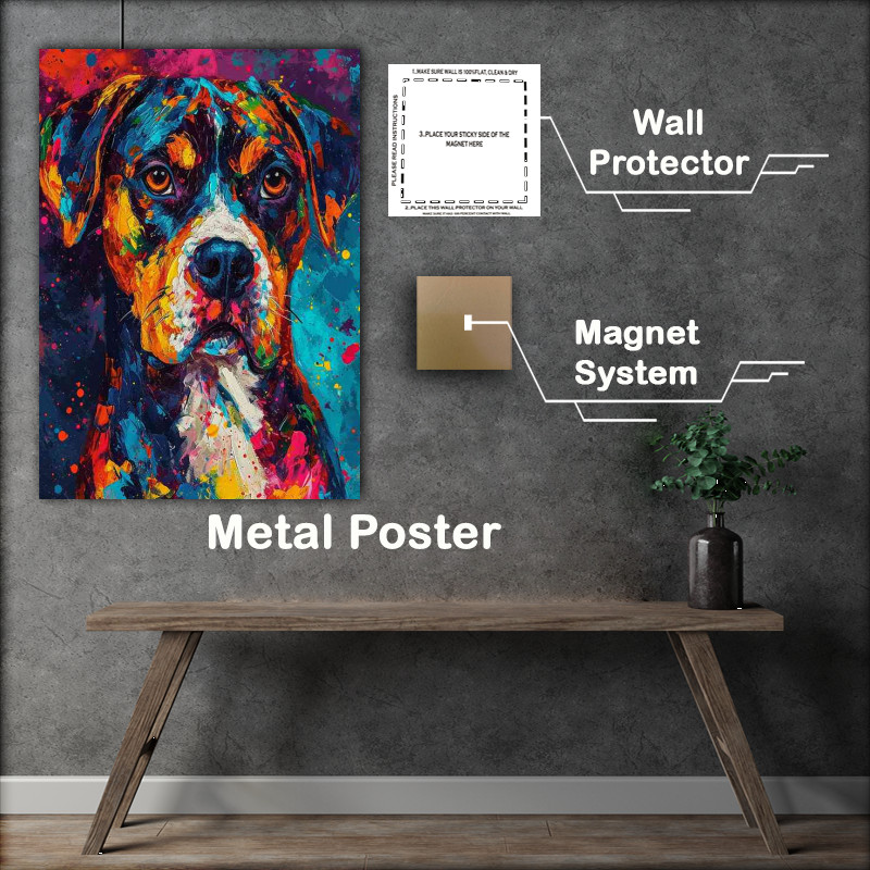 Buy Metal Poster : (Rotwiler painted dog splash art style)