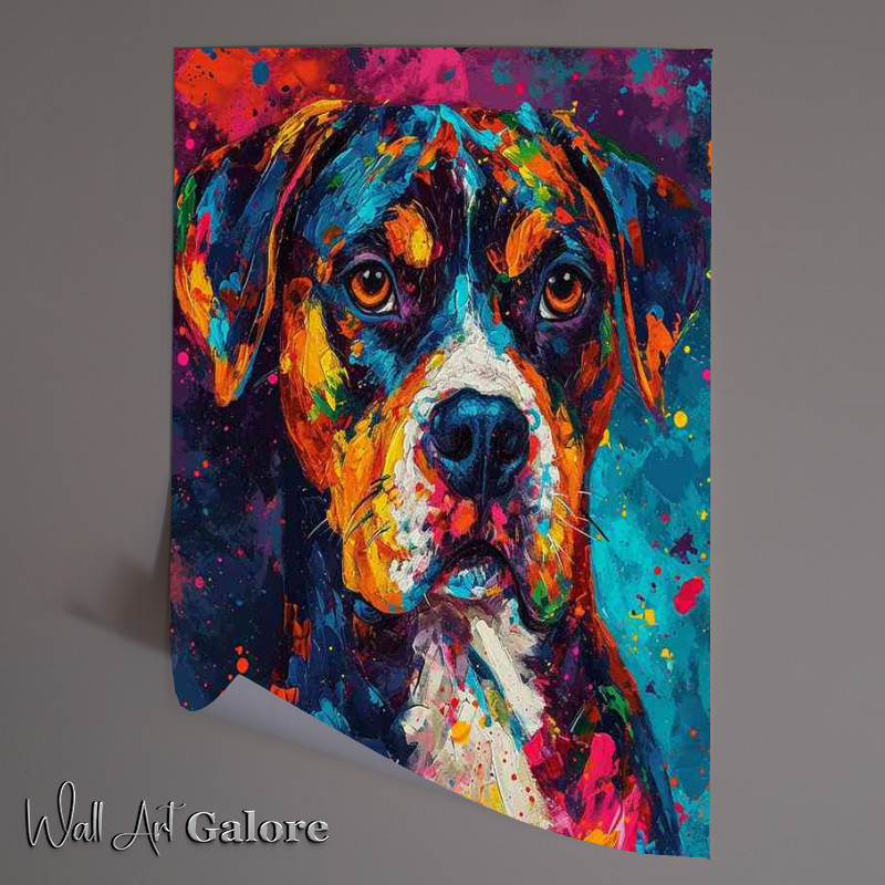 Buy Unframed Poster : (Rotwiler painted dog splash art style)