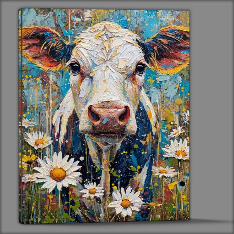 Buy Canvas : (Ruth the cow in with a colourful background)