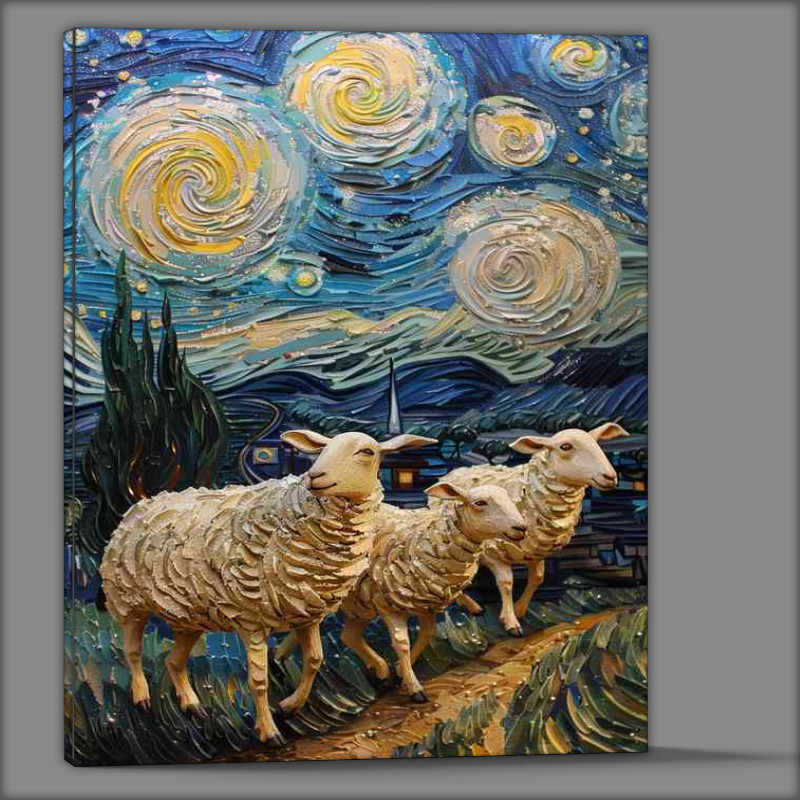 Buy Canvas : (Sheep at night walking)