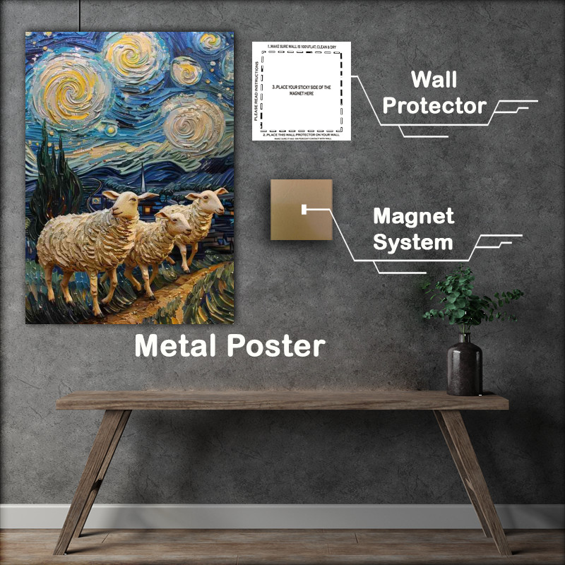 Buy Metal Poster : (Sheep at night walking)