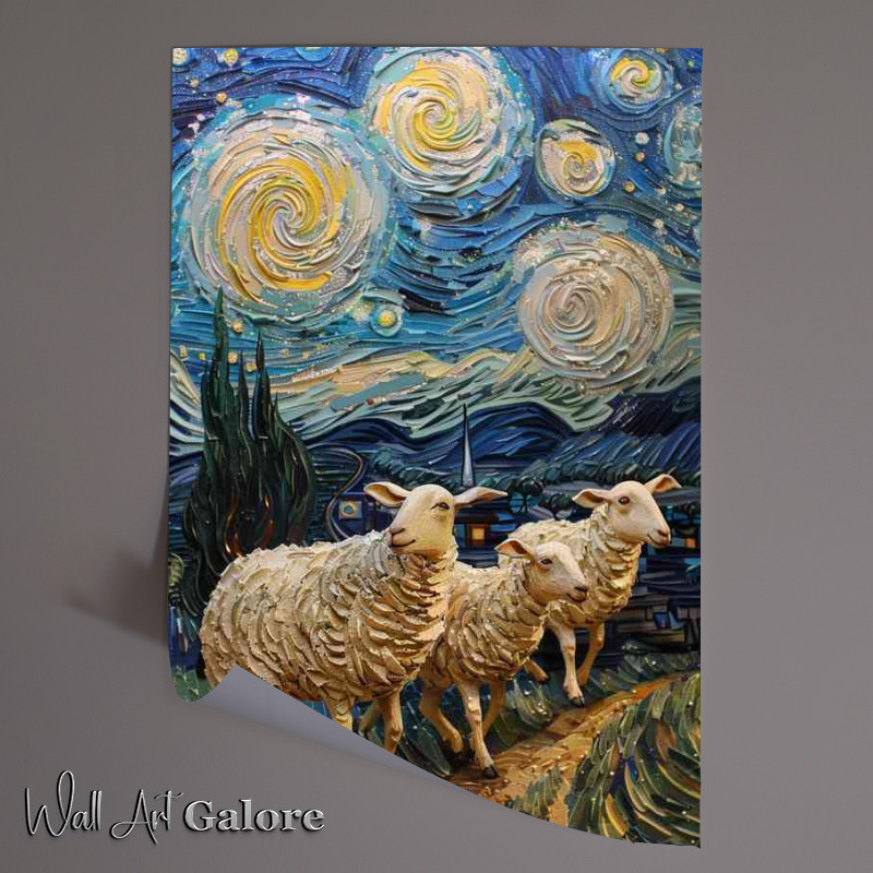 Buy Unframed Poster : (Sheep at night walking)