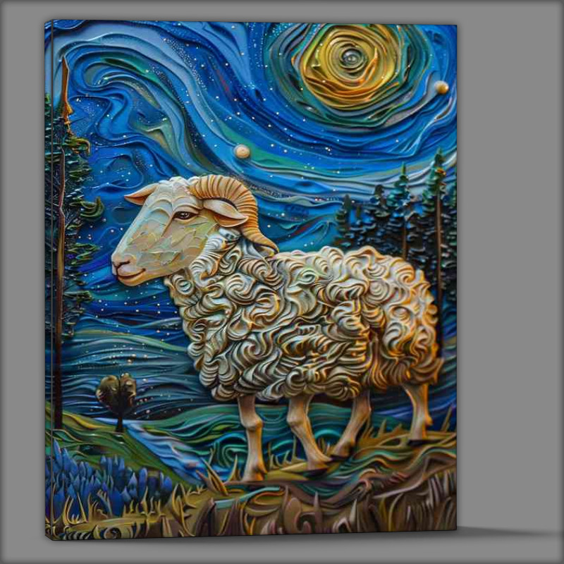Buy Canvas : (Sheep walking in a night sky)