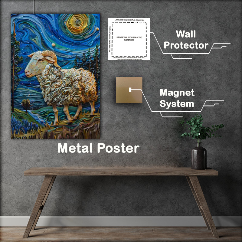 Buy Metal Poster : (Sheep walking in a night sky)