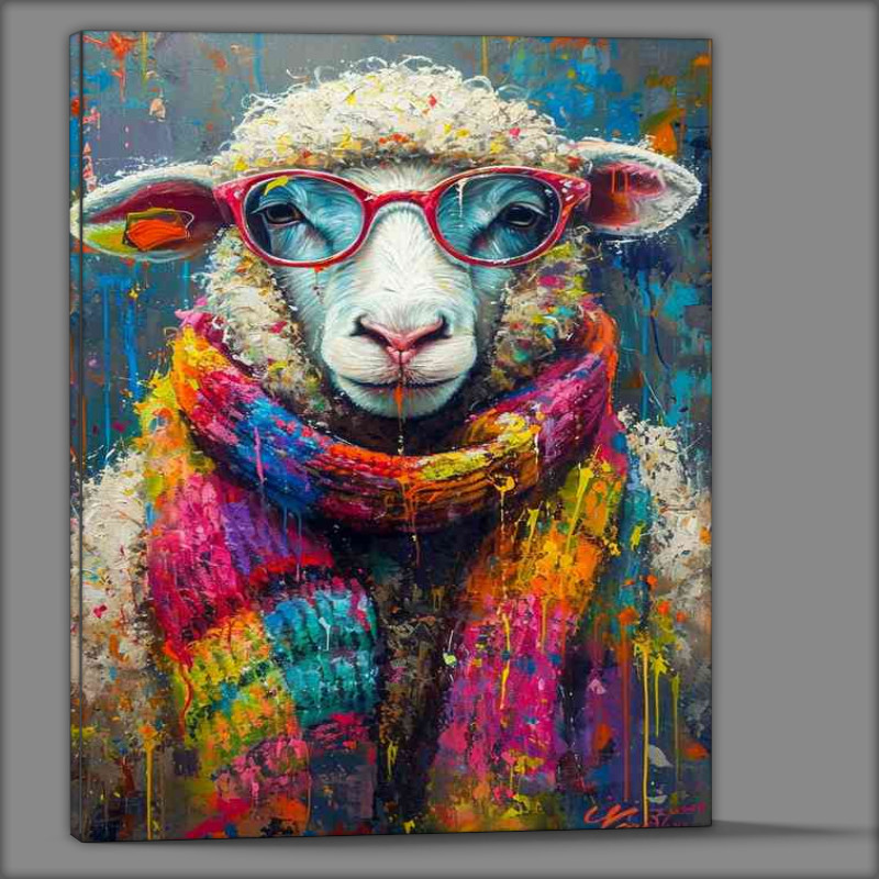 Buy Canvas : (Sheep with the most amazing colourful scarf)