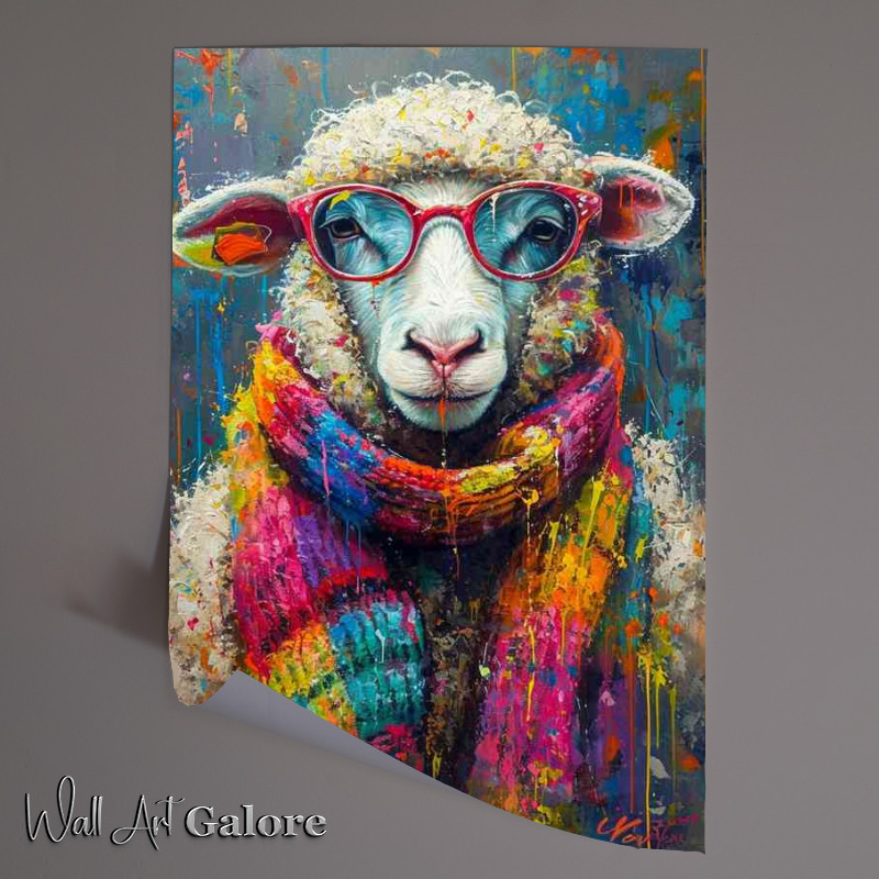 Buy Unframed Poster : (Sheep with the most amazing colourful scarf)