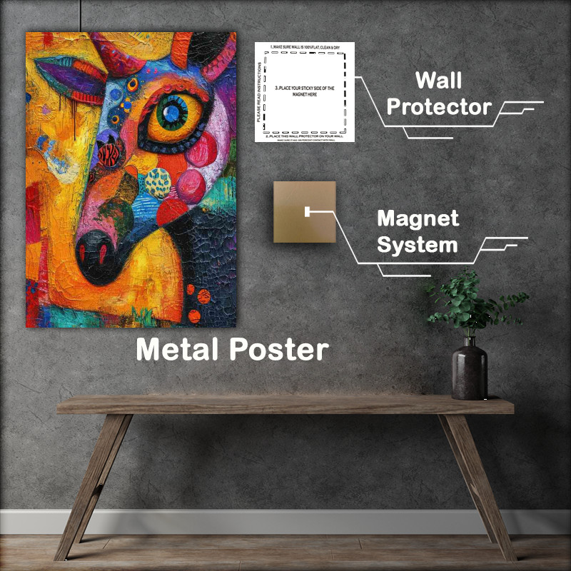 Buy Metal Poster : (The Abstract bul in a colourful form)