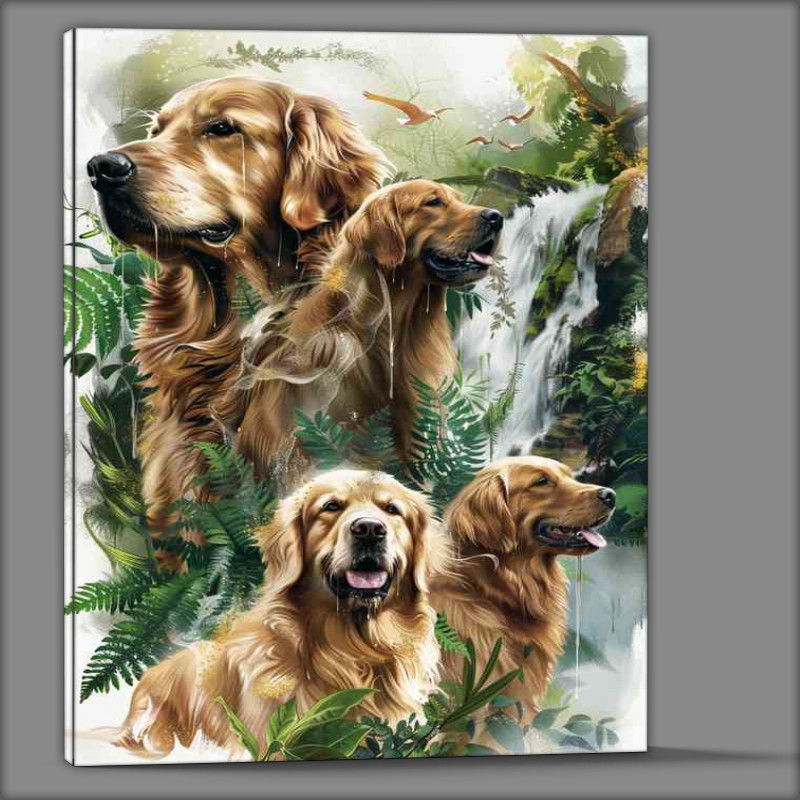Buy Canvas : (The Faimly of golden retriever Dogs)