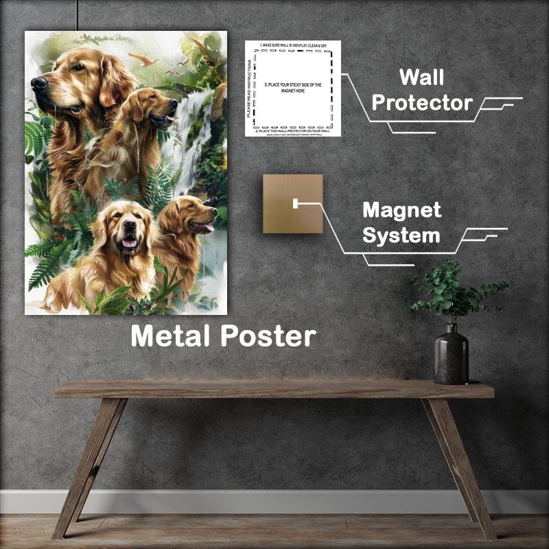 Buy Metal Poster : (The Faimly of golden retriever Dogs)