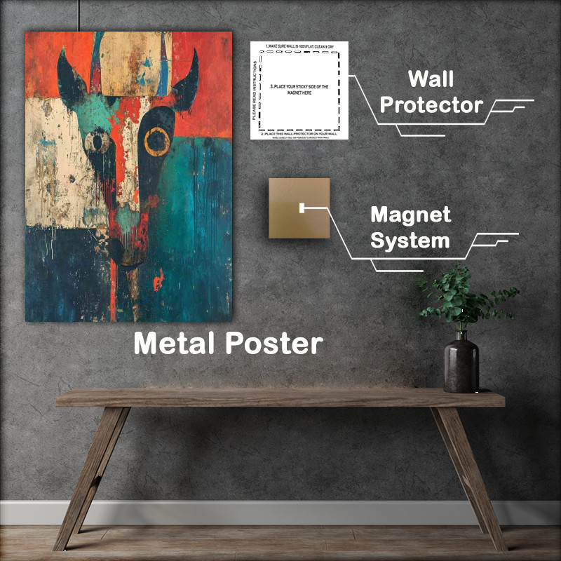 Buy Metal Poster : (The cow abstract cubed)