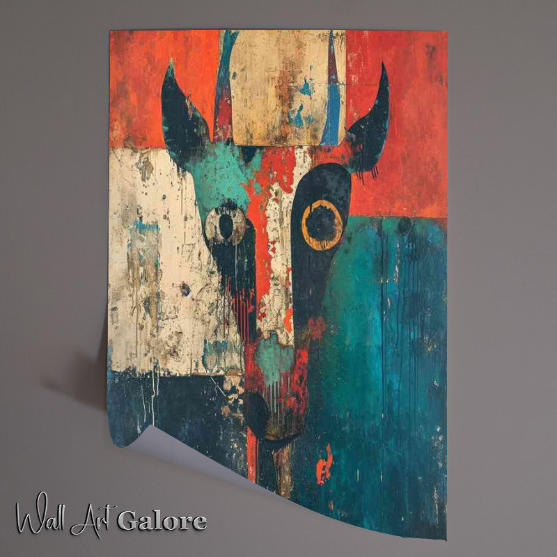 Buy Unframed Poster : (The cow abstract cubed)