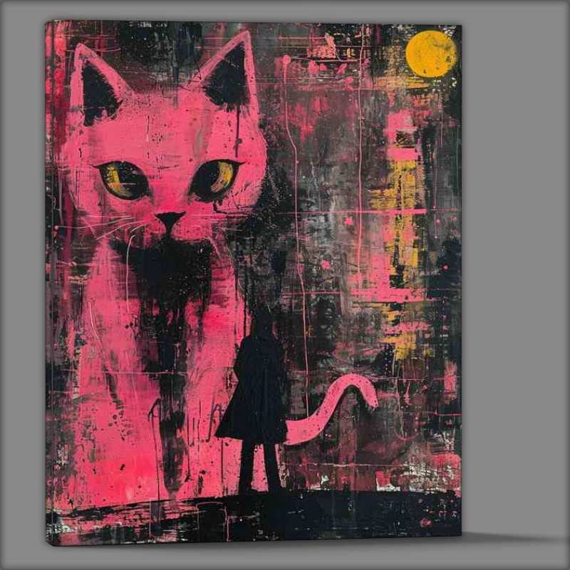 Buy Canvas : (The pink cat with yellow eyes street art)