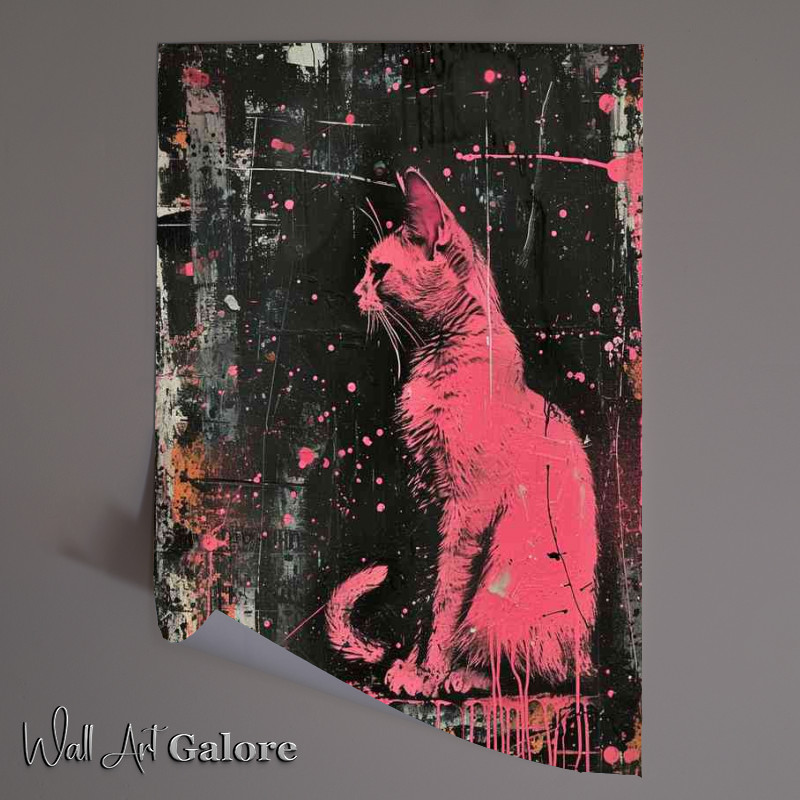 Buy Unframed Poster : (The pink painted cat dripping in paint)