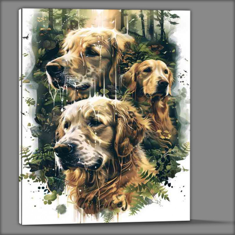 Buy Canvas : (Three golden retriever Dogs)