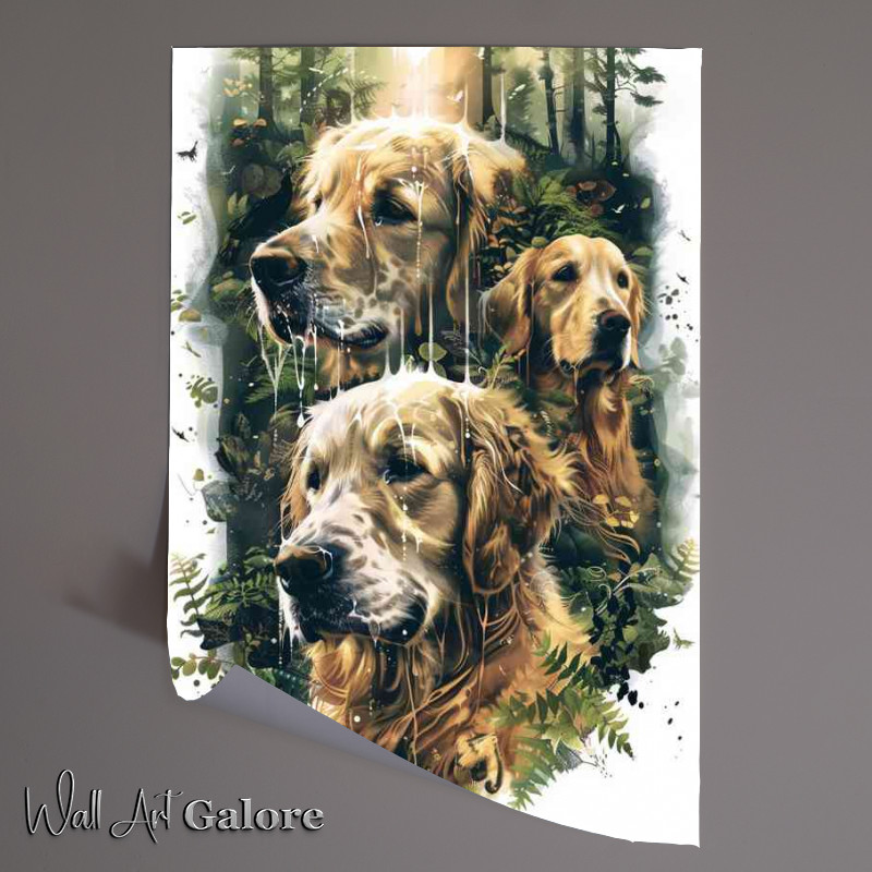 Buy Unframed Poster : (Three golden retriever Dogs)