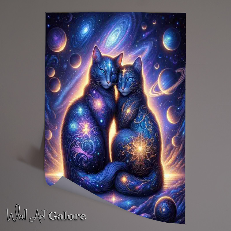 Buy Unframed Poster : (Two cats with celestial patterns on their fur)