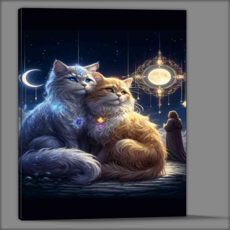 Buy Canvas : (Two fluffy Cats with one having silver blue)