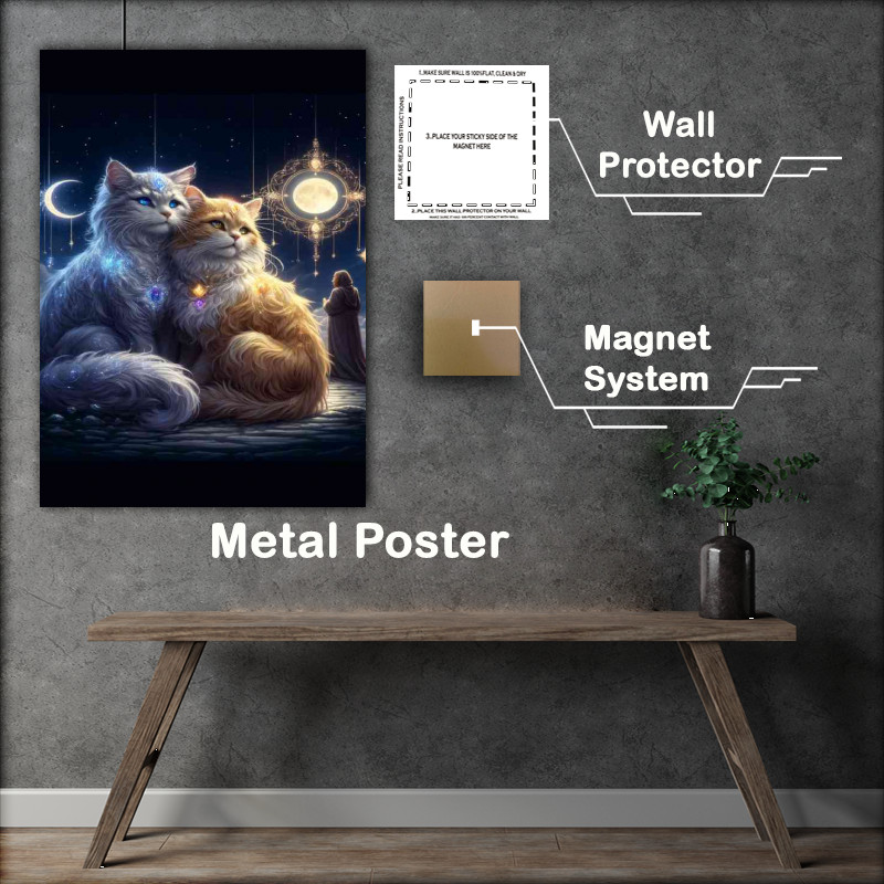 Buy Metal Poster : (Two fluffy Cats with one having silver blue)