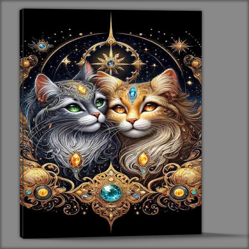 Buy Canvas : (Two majestic cats their fur adorned coat)