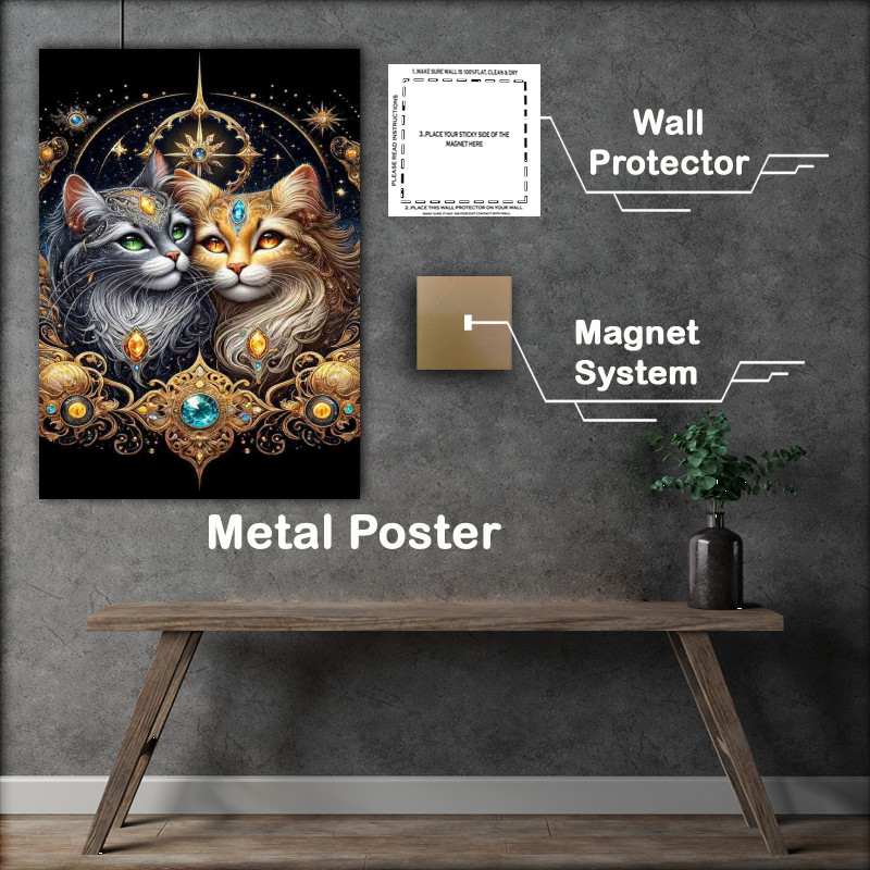 Buy Metal Poster : (Two majestic cats their fur adorned coat)