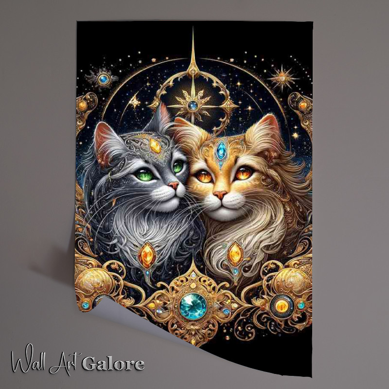 Buy Unframed Poster : (Two majestic cats their fur adorned coat)