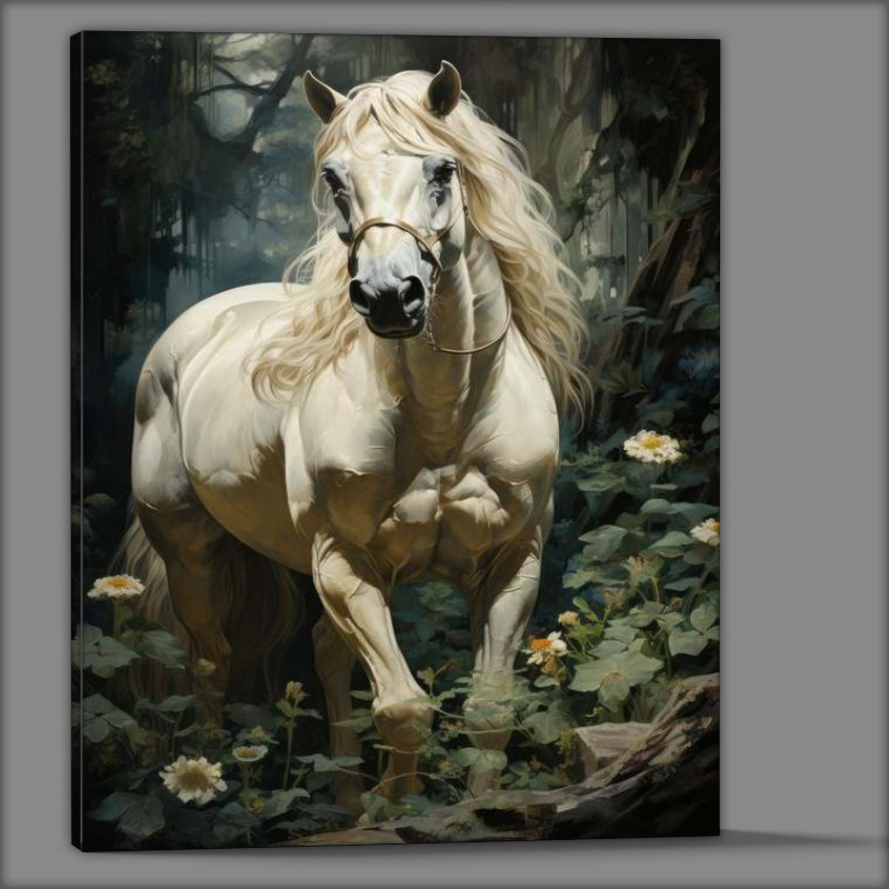 Buy Canvas : (White Horse in the woods)