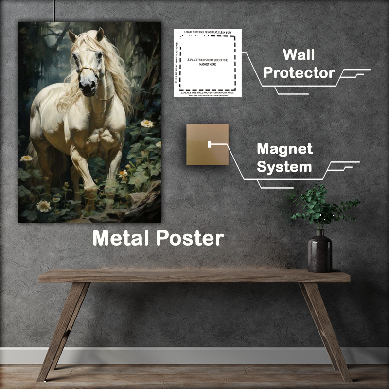Buy Metal Poster : (White Horse in the woods)