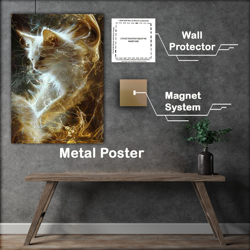 Buy Metal Poster : (White and gold Cat)