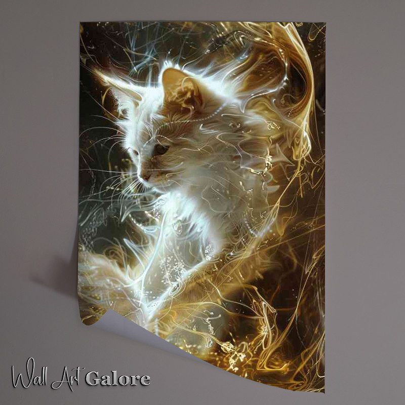 Buy Unframed Poster : (White and gold Cat)
