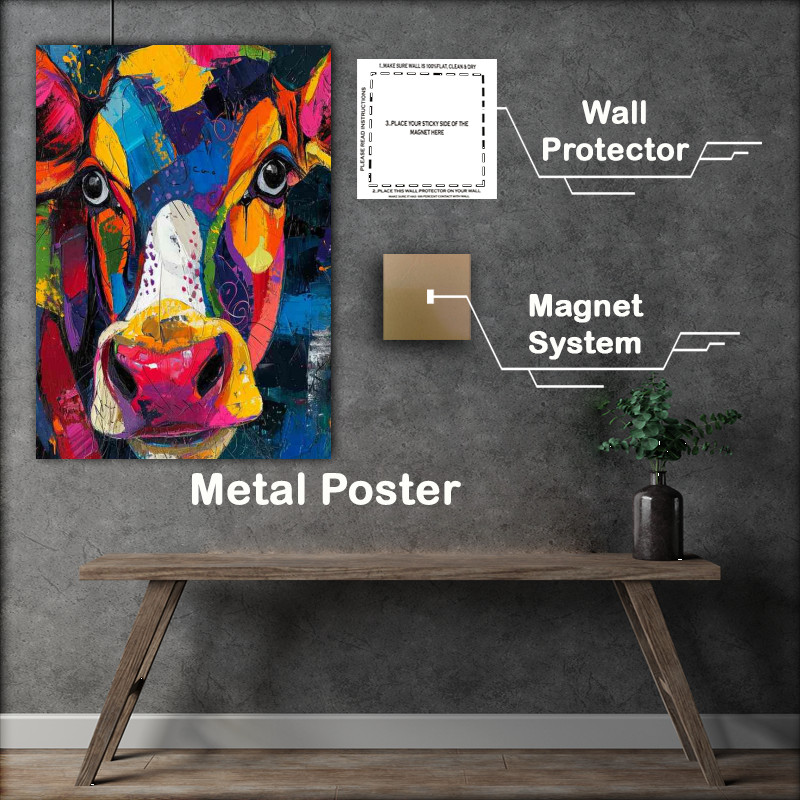 Buy Metal Poster : (jannice the colourful cows face)