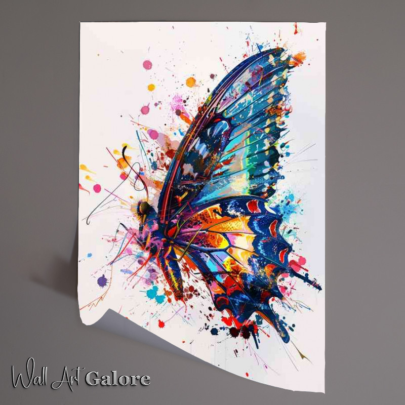 Buy Unframed Poster : (A Colorful butterfly with_paint splashes)