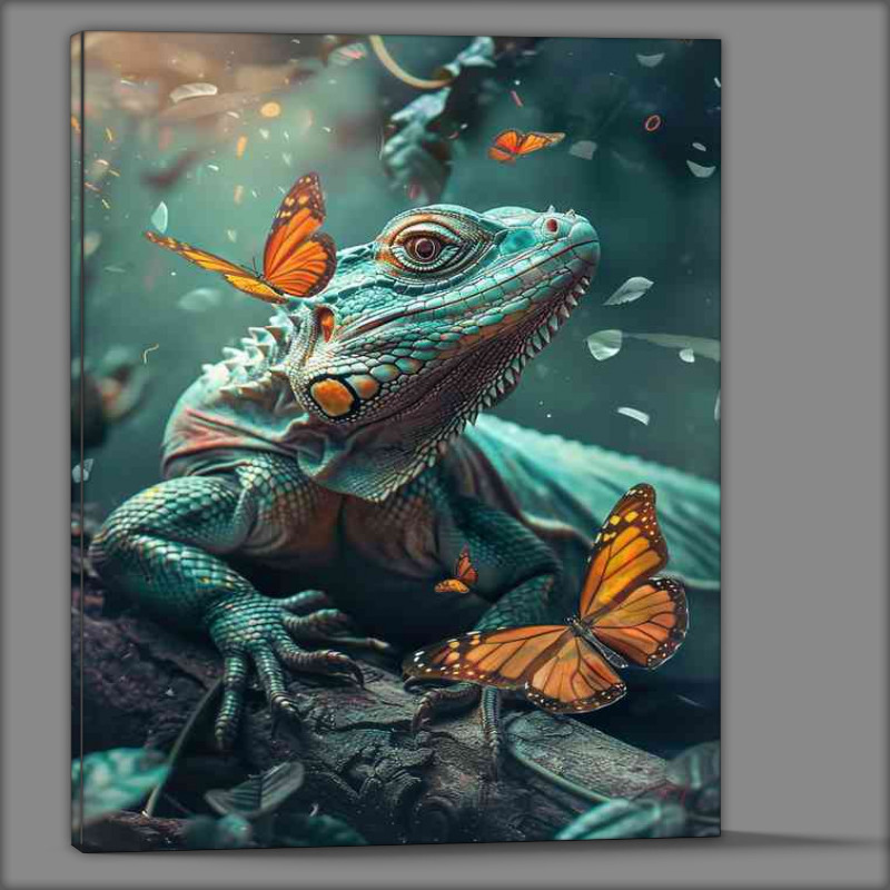 Buy Canvas : (Big green lizard sits on a branch)