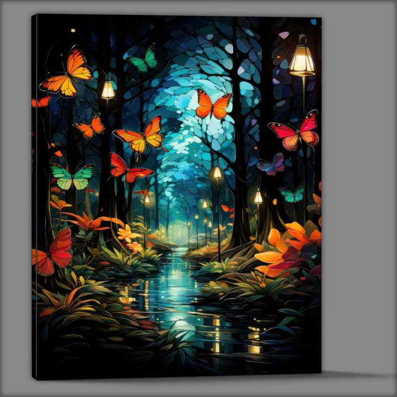 Buy Canvas : (Butterflies in the enchanted woodland)